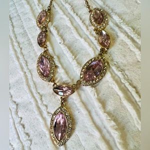 Gold & Pink teardrop design necklace (costume jewelry)